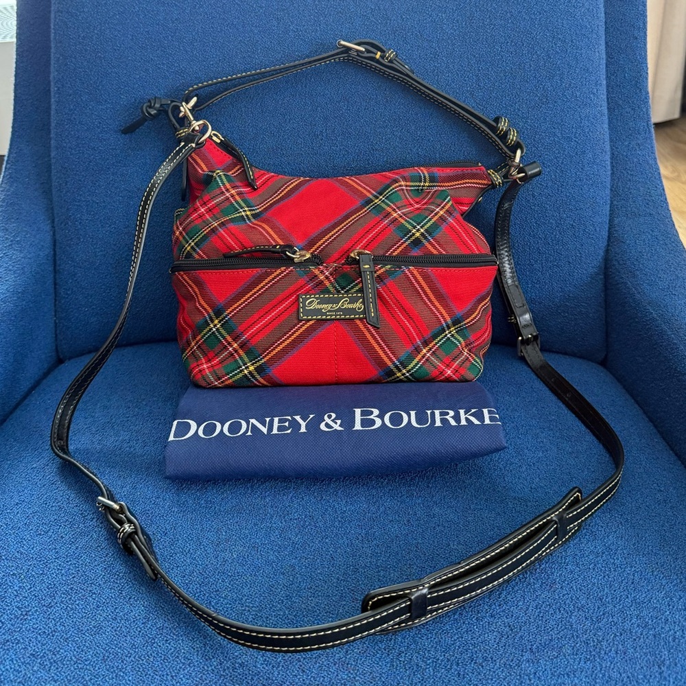 Vintage_Dooney & Bourke_Erica_Red Tartan Plaid Hobo & Crossbody Bag- 1990's
